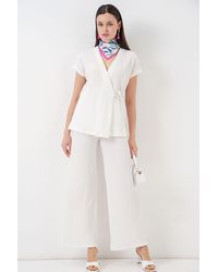 Bigdart - Textured V-Neck Tie Detail Two-Piece Coord Set - Lyst