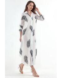 Msn-Collection - Text Print Maxi Shirt Dress - Lyst