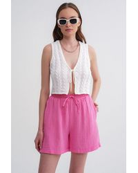 MixRay - High-Waist Textured Wide-Leg Shorts - Lyst