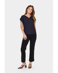 Saint Tropez - Blouse Met Korte Mouwen Regular Fit Night Sky Dark Blue - Lyst