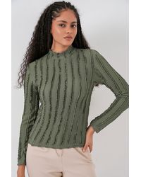 Bigdart - Gestructureerde Slim Fit Halve Colblouse - Lyst