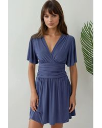 Hiccup - V-Neck Short Sleeve Mini Dress - Lyst