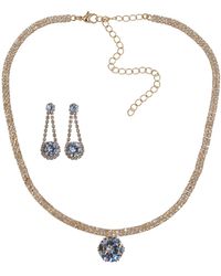 Steuer - Modeschmuck Set Kette Ohrringe Metall 51Cm Vergoldet Glanz Glasstein Weiß - Lyst