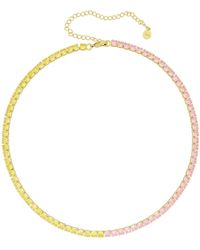 Fashionbox - Collier Vergoldet Mit Zirkonia Gelb - Lyst