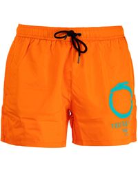 Trussardi - Kurze Unifarbene Herren-Badehose Mit Logodruck - Lyst