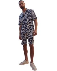 Threadbare - Langdale Regular-Overhemd Voor (Marine) - Lyst