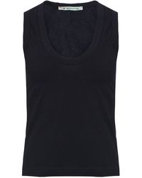Conquista - Schwarzes Ärmelloses Baumwoll-Top Aus Stretch-Jersey-Stoff - Lyst