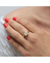 Zeeme - Basic Ring Silber 925 Vergoldet Mit Weißem Zirkonia-Stein 8Mm - Lyst
