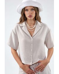 Busem - Textured Crop Shirt With Button Closure - Lyst