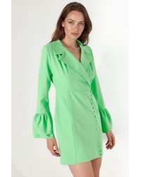 Msn-Collection - Fitted Mini Dress With V-Neck And Buttons - Lyst