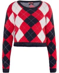 myMo - Strickpullover Damen Schwarz Rot Mehrfarbig - Lyst