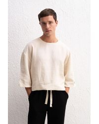 Giesto - Muslin Crew Neck Long Sleeve T-Shirt - Lyst