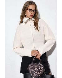 Viorna - Cropped Ribbed Zip Cardigan - Lyst