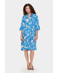 Saint Tropez - Jurk Casual Fit Campanula Water Blooms Multicolour - Lyst