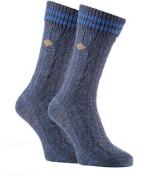 Farah - 2 Pack Cable Knit Cotton Boot Dress Socks With Turn Over Top - Lyst