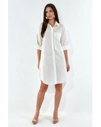 Msn-Collection - Oversized Mini Shirt Dress - Lyst