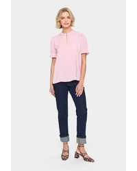 Saint Tropez - Overhemd Met Lang Mouwen Regular Fit Pink Nectar Peach - Lyst