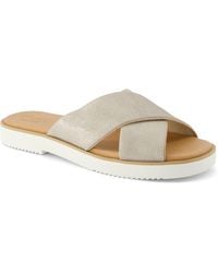 TOMS - Mae Crossover Leather Champagne Sandals - Lyst