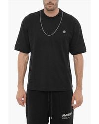 Ambush - Effen T-shirt Met Ronde Hals En Zilverkleurige Ketting In Zwart - Lyst