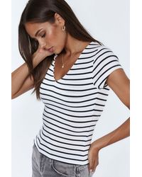 Busem - V-Neck Striped Cotton Blend Blouse - Lyst