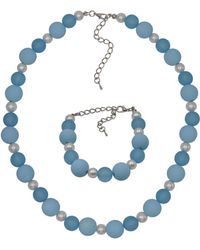 Steuer - Modeschmuck Kette Set Armband Und Collier Acrylperlen Blau - Lyst