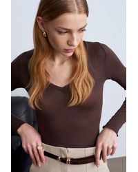 Dilvin - Slim Fit V-Neck Long Sleeve Top - Lyst