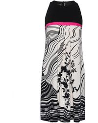 Conquista - Zwarte Jersey Jurk Met A-lijn En Print - Lyst