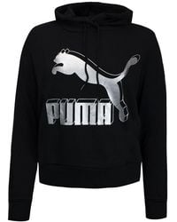 PUMA - Graphic Logo Long Sleeve Pullover Hoodie 595915 71 Cotton - Lyst