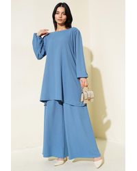 Bigdart - Textured Long Sleeve Tunic And Wide Leg Pants Set - Lyst