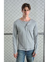 Giesto - Long Sleeve Button Collar Comfort Fit T-Shirt - Lyst