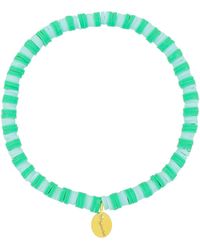Fashionbox - Armband Messing Vinylplättchen/Hellgrün Flexibel - Lyst