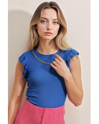 Bigdart - Ribbed Sleeveless Crew Neck Blouse - Lyst
