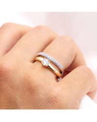Zeeme - Silber Ring Silber 925 Zweifarbig Ring Set Mit Zirkonia Weiß - Lyst