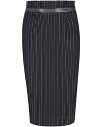 Conquista - Striped Pencil Skirt With Leather Detail - Lyst