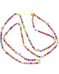 Fashionbox - Kette Handykette Mit Vinylplättchen Und Augen-Elementen - Lyst