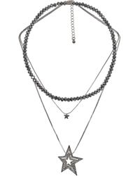 Steuer - Modeschmuck Anhänger Mit Kette Set Collier Mit Glasperlen Zweireihige Venezianer Mit Stern - Lyst