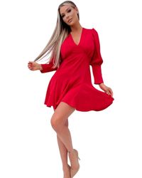AX Paris - Damesjurk Van Polyester Met Lange Mouwen En Skater-Model - Lyst