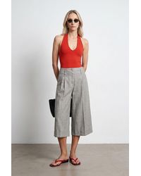 Dilvin - High-Waist Pleated Wide-Leg Capri Trousers - Lyst