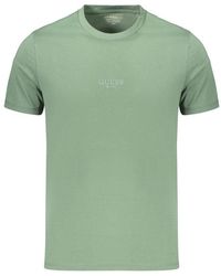Guess - Groene Katoenen T-Shirt Voor Mannen - Lyst