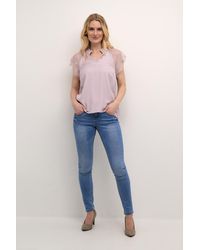 Cream - Blouse Met Korte Mouwen Straight Fit Deauville Mauve Rose - Lyst