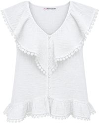 MixRay - Cotton V-Neck Sleeveless Blouse - Lyst