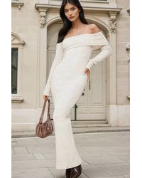 Hiccup - Off Shoulder Bodycon Maxi Rib Dress - Lyst