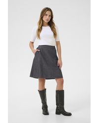 Kaffe - Rok A-shape Grey Washed Denim - Lyst