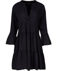 Conquista - Viscose Gathered Seams Dress - Lyst