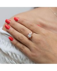 Zeeme - Basic Ring Silber 925 Rosé-Vergoldet Mit Weiße Zirkonia-Stein 8Mm - Lyst