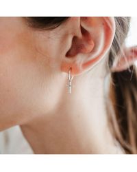 Julie Julsen - Creolen 925/- Sterling Rhodiniert Einhänger Kreuz - Lyst