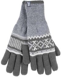 Heat Holders - Striped Nordic Fairisle Zig Zag Knitted Fleece Lined Warm Gloves - Lyst