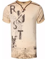 Rusty Neal - V-Neck T-Shirt Mit Wildleder-Details Und Nieten-Verlauf - Lyst