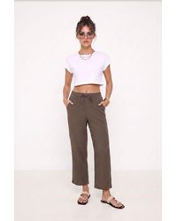 Happiness İstanbul - Wide Leg Drawstring Waist Pants With Binding Detail - Lyst