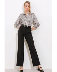 Bigdart - High Waist Straight Leg Crepe Pants - Lyst